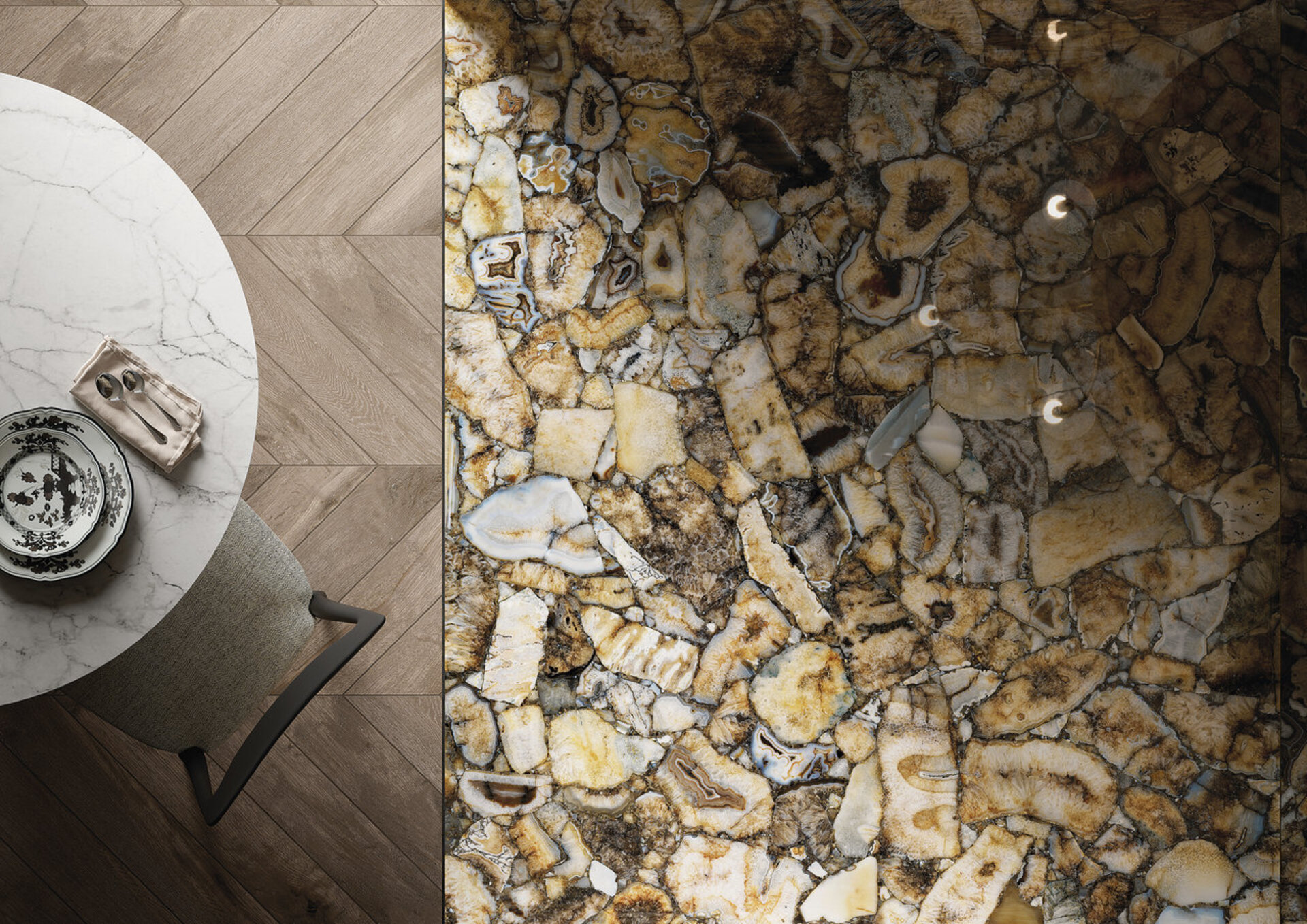 Marble and Granite Look Porcelain Tiles - AGATA MAXIMUM